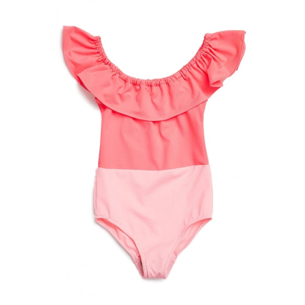 Petite Hailey Girls Ruffle Off the Shoulder Swimsuit size 6 excellent condition